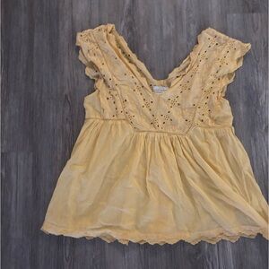 Lucky Brand Yellow Baby Doll Top